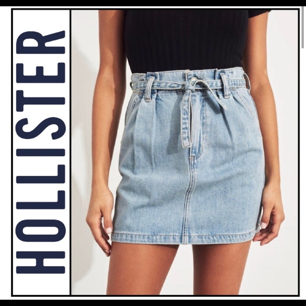 Hollister high rise paper bag denim skirt size 23❕